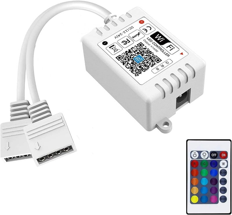 iNextStation Smart RGB WiFi LED Controller 4-Pin Output Compatible with Alexa/Google Home Assistant/IFTTT Android/iOS for SMD 3535 5050 2835 Color Changing LED Strip Lights (2-Port) - Image 1